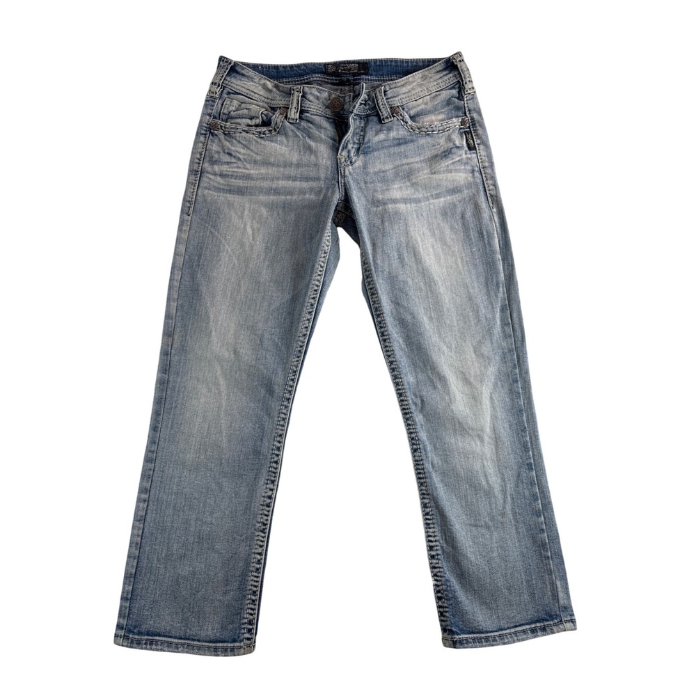 Silver Jeans Co Aiko Mid Rise Capri Jeans Light Wash Denim W27 L22.5